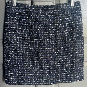 J. Crew‎ Blue Metallic Wool Tweed Skirt